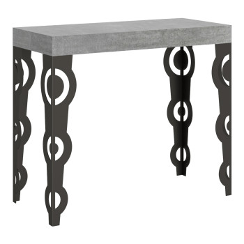 Karamay console table with anthracite legs - Karamay Small extendable console table 90x40/196 cm with white ash wood and anthracite legs