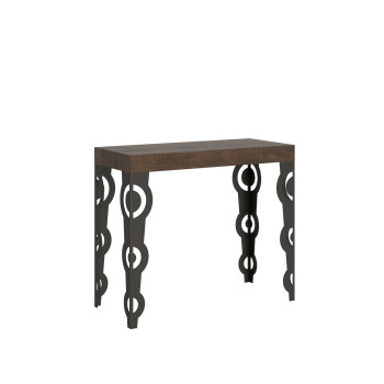 Karamay console table with anthracite legs - Karamay Small extendable console table 90x40/196 cm with white ash wood and anthracite legs