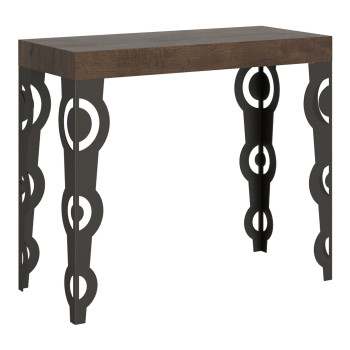 Karamay console table with anthracite legs - Karamay Small extendable console table 90x40/196 cm with white ash wood and anthracite legs