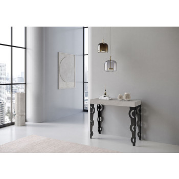 Karamay console table with anthracite legs - Karamay Small extendable console table 90x40/196 cm with white ash wood and anthracite legs