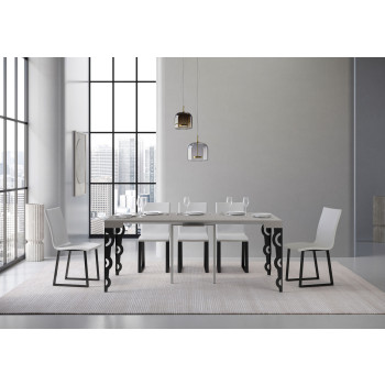 Karamay console table with anthracite legs - Karamay Small extendable console table 90x40/196 cm with white ash wood and anthracite legs