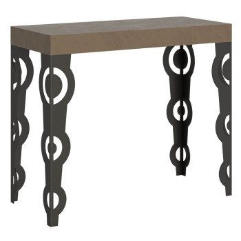 Karamay console table with anthracite legs - Karamay Small extendable console table 90x40/196 cm with white ash wood and anthracite legs