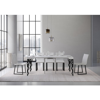 Karamay console table with anthracite legs - Karamay Small extendable console table 90x40/196 cm with white ash wood and anthracite legs