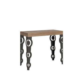 Karamay console table with anthracite legs - Karamay Small extendable console table 90x40/196 cm with white ash wood and anthracite legs