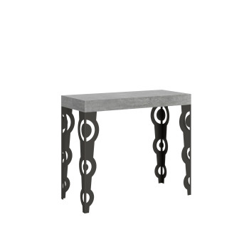 Karamay console table with anthracite legs - Karamay Small extendable console table 90x40/196 cm with white ash wood and anthracite legs