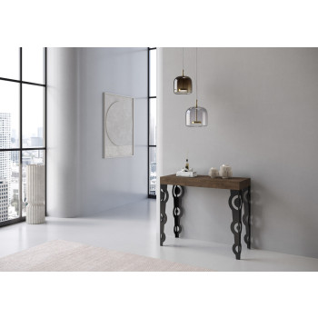 Karamay console table with anthracite legs - Karamay extendable console table 90x40/300 cm with white ash wood and anthracite legs