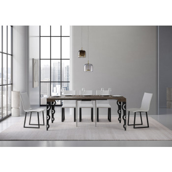 Karamay console table with anthracite legs - Karamay extendable console table 90x40/300 cm with white ash wood and anthracite legs