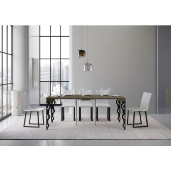 Karamay console table with anthracite legs - Karamay extendable console table 90x40/300 cm with white ash wood and anthracite legs