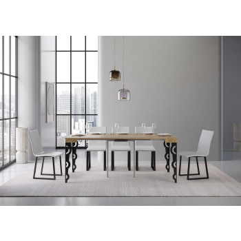 Karamay console table with anthracite legs - Karamay extendable console table 90x40/300 cm with white ash wood and anthracite legs