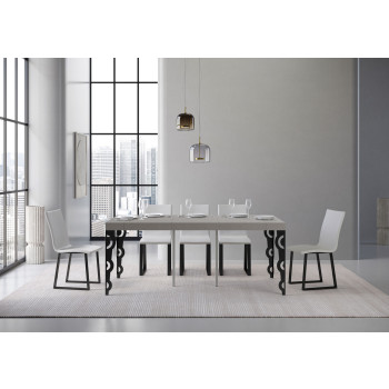 Karamay Premium console table with anthracite legs - Karamay Small Premium extendable console table 90x40/196 cm, white ash, anthracite legs