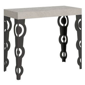 Karamay Premium console table with anthracite legs - Karamay Small Premium extendable console table 90x40/196 cm, white ash, anthracite legs
