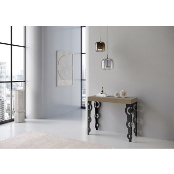 Karamay Premium console table with anthracite legs - Karamay Small Premium extendable console table 90x40/196 cm, white ash, anthracite legs