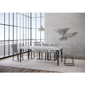 Karamay Premium console table with anthracite legs - Karamay Small Premium extendable console table 90x40/196 cm, white ash, anthracite legs