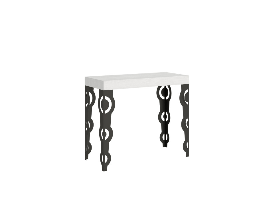 Karamay Premium console table with anthracite legs - Karamay Small Premium extendable console table 90x40/196 cm, white ash, anthracite legs