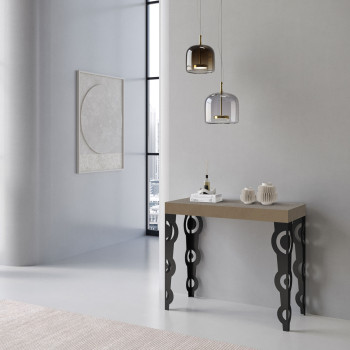 Karamay Premium console table with anthracite legs - Karamay Premium extendable console table 90x40/300 cm with white ash wood and anthracite legs