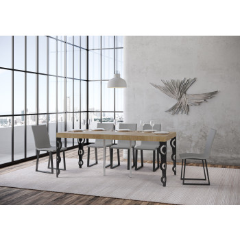 Karamay Premium console table with anthracite legs - Karamay Premium extendable console table 90x40/300 cm with white ash wood and anthracite legs