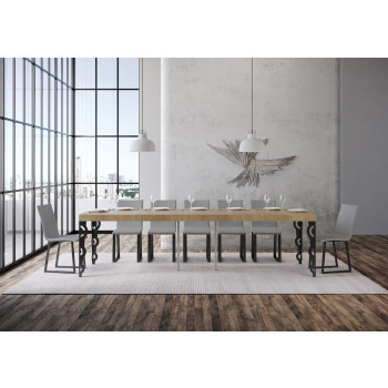 Karamay Premium console table with anthracite legs - Karamay Premium extendable console table 90x40/300 cm with white ash wood and anthracite legs