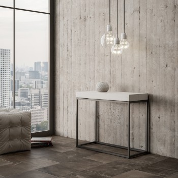 Nordica console table with anthracite frame - Extendable console table 90x40/196 cm Nordica Small White Ash with anthracite frame