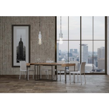 Nordica console table with anthracite frame - Extendable console table 90x40/196 cm Nordica Small White Ash with anthracite frame