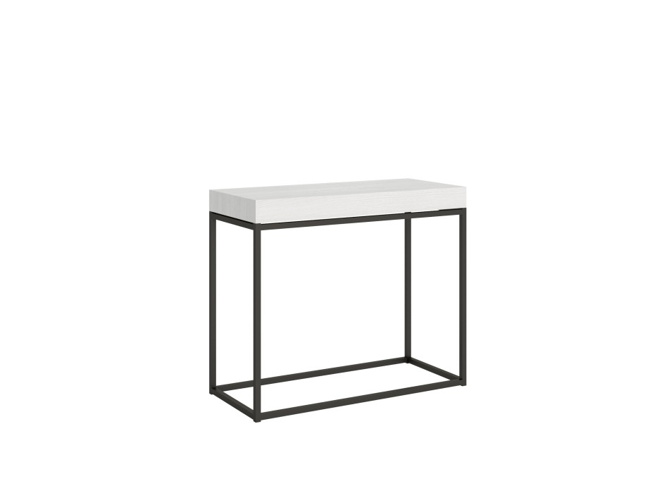 Nordica console table with anthracite frame - Extendable console table 90x40/196 cm Nordica Small White Ash with anthracite frame