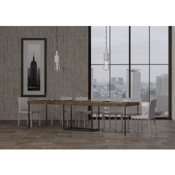 Nordica console table with anthracite frame - Extendable console table 90x40/300 cm Nordica Premium Natural Oak with anthracite frame