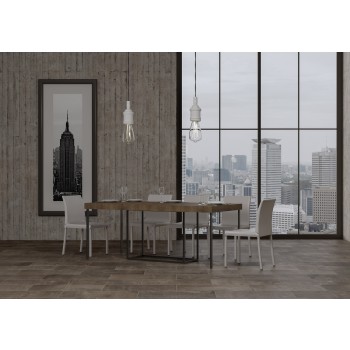 Nordica console table with anthracite frame - Extendable console table 90x40/300 cm Nordica Premium Natural Oak with anthracite frame