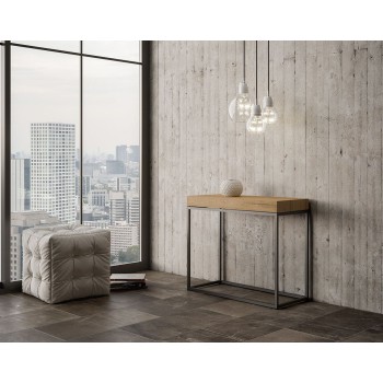 Nordica console table with anthracite frame - Extendable console table 90x40/300 cm Nordica Premium Natural Oak with anthracite frame