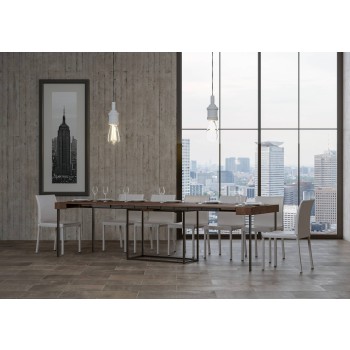 Nordica console table with anthracite frame - Extendable console table 90x40/300 cm Nordica Natural Oak with anthracite frame