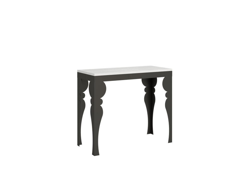 Paxon Evolution console table with anthracite legs and frame - Paxon Small Evolution extendable console table 90x40/196 cm with white ash frame and anthracite legs