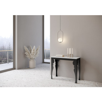 Paxon Evolution console table with anthracite legs and frame - Paxon Evolution extendable console table 90x40/300 cm, white ash, anthracite frame and legs