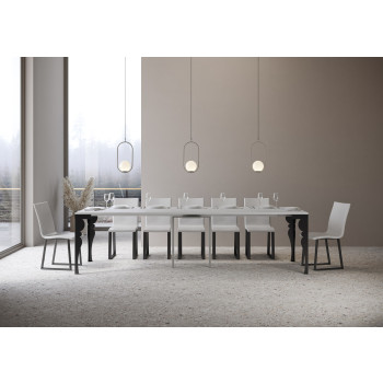 Paxon Evolution console table with anthracite legs and frame - Paxon Evolution extendable console table 90x40/300 cm, white ash, anthracite frame and legs