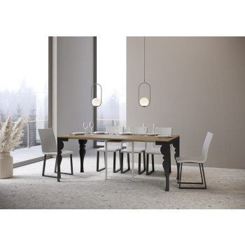 Paxon Evolution console table with anthracite legs and frame - Paxon Evolution extendable console table 90x40/300 cm, white ash, anthracite frame and legs