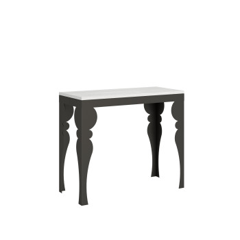 Paxon Evolution console table with anthracite legs and frame - Paxon Evolution extendable console table 90x40/300 cm, white ash, anthracite frame and legs