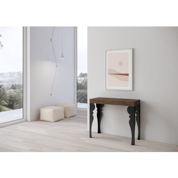 Paxon console table with anthracite legs - Paxon Small extendable console table 90x40/196 cm with white ash and anthracite legs