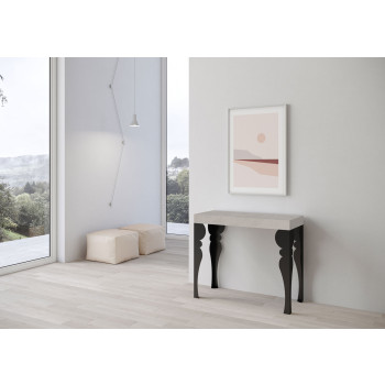 Paxon console table with anthracite legs - Paxon extendable console table 90x40/300 cm white ash with anthracite legs