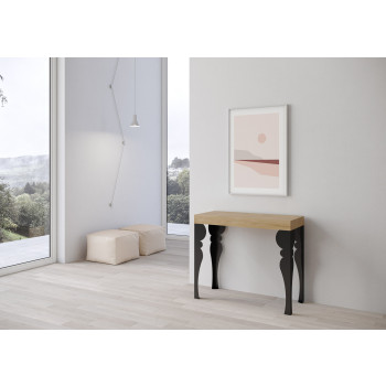 Paxon Premium console table with anthracite legs - Paxon Premium extendable console table 90x40/300 cm with white ash wood and anthracite legs