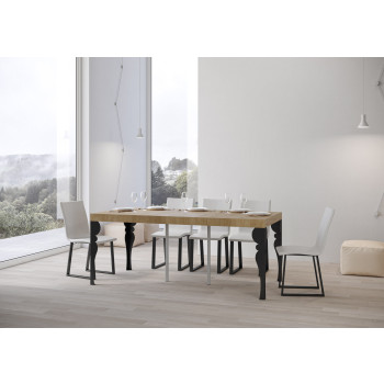 Paxon Premium console table with anthracite legs - Paxon Premium extendable console table 90x40/300 cm with white ash wood and anthracite legs