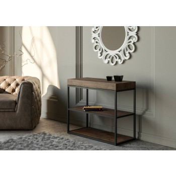 Plano console table with anthracite frame - Extendable console table 90x40/196 cm Plano Small White Ash with anthracite frame