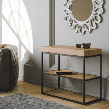 Plano console table with anthracite frame - Extendable console table 90x40/196 cm Plano Small White Ash with anthracite frame