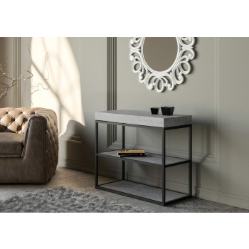 Plano console table with anthracite frame - Extendable console table 90x40/196 cm Plano Small White Ash with anthracite frame