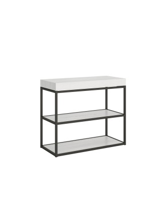 Plano console table with anthracite frame - Extendable console table 90x40/196 cm Plano Small White Ash with anthracite frame