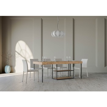 Plano console table with anthracite frame - Extendable console table 90x40/196 cm Plano Small Premium Natural Oak with anthracite frame