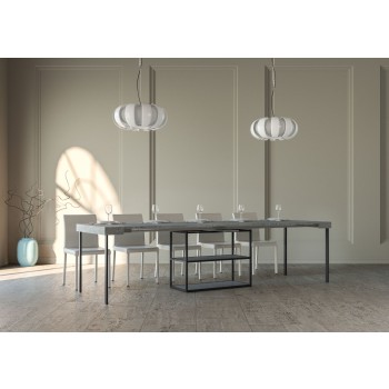 Plano console table with anthracite frame - Extendable console table 90x40/300 cm Plano White Ash with anthracite frame