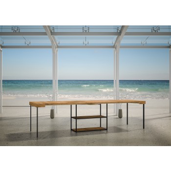 Plano console table with anthracite frame - Extendable console table 90x40/300 cm Plano White Ash with anthracite frame