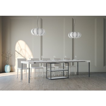 Plano console table with anthracite frame - Extendable console table 90x40/300 cm Plano White Ash with anthracite frame