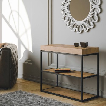Plano console table with anthracite frame - Extendable console table 90x40/300 cm Plano White Ash with anthracite frame
