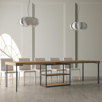 Plano console table with anthracite frame - Extendable console table 90x40/300 cm Plano White Ash with anthracite frame