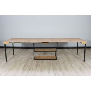 Plano console table with anthracite frame - Extendable console table 90x40/300 cm Plano White Ash with anthracite frame