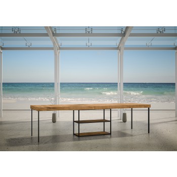 Plano console table with anthracite frame - Extendable console table 90x40/300 cm Plano Premium Natural Oak with anthracite frame