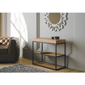 Plano console table with anthracite frame - Extendable console table 90x40/300 cm Plano Premium Natural Oak with anthracite frame